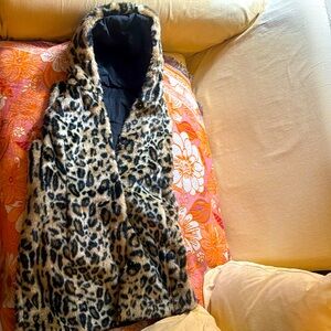 Fur FESTIVAL/Burning Man Animal Print Vest with Hood & Reversible